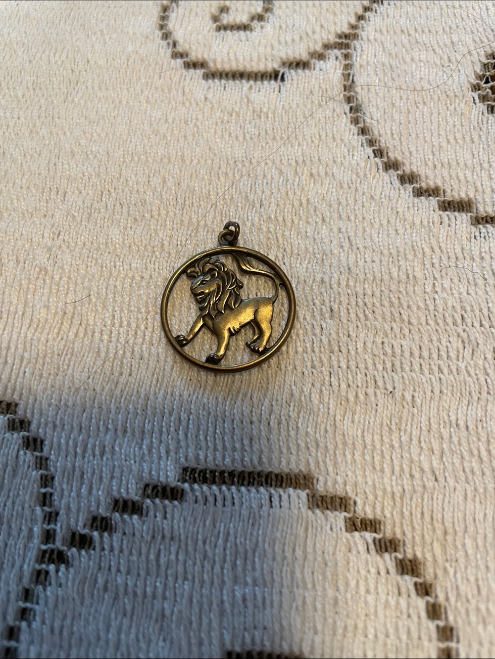 Vintage Mid-Century Gold-Plated Regent Brass Leo Zodiac Cutout Pendant Charm